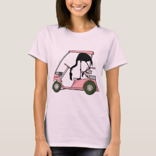 Funny Golf Theme Golf Cart Flamingo Golf Caddy T-shirt