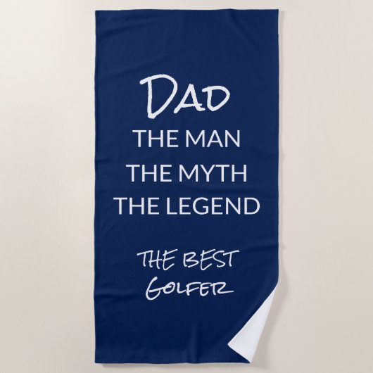 Funny Golfer Dad Navy Blue Custom Strandlaken (Voorkant)