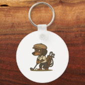 Funny Golfer Gift � Dachshund on the Tee Sleutelhanger (Voorkant)
