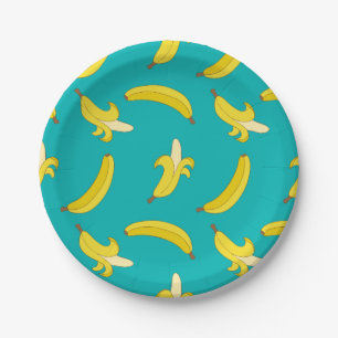 Funny Gone Bananas geïllustreerd patroon Papieren Bordje