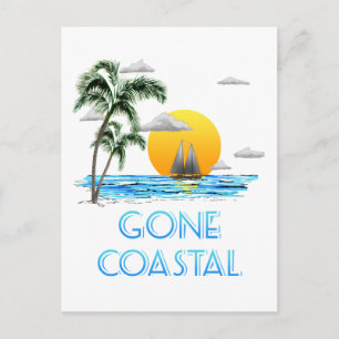 Funny Gone Coastal Nautical Sailing Sunset Briefkaart