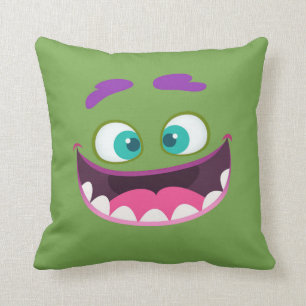 Funny Goofy Gekke Monster Face - kalkgroen Kussen