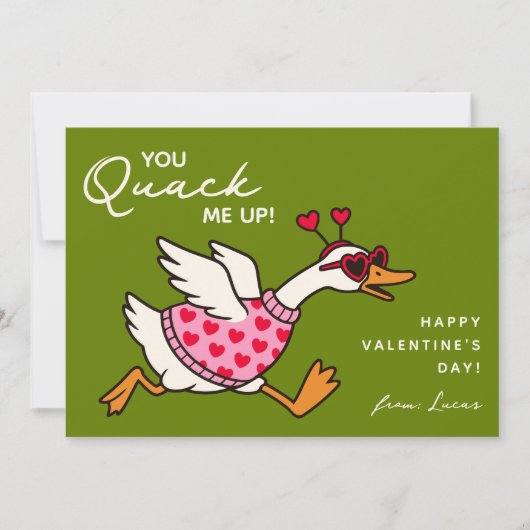 Funny Goose Kids Classroom Valentines Day Notitiekaartje (Voorkant)
