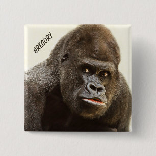 Funny Gorilla, aangepaste naam Vierkante Button 5,1 Cm