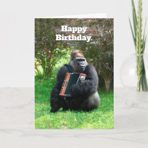 Funny Gorilla Accordion Player Birthday Card Kaart