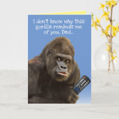 Funny Gorilla met afstandsbediening Vaderdag Kaart (Gele Bloem)