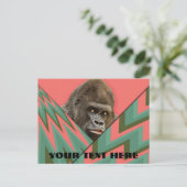 Funny Gorilla Pink Green Chevron carte postale (Debout devant)