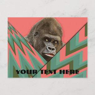 Funny Gorilla Pink Green Chevron Post Kaart
