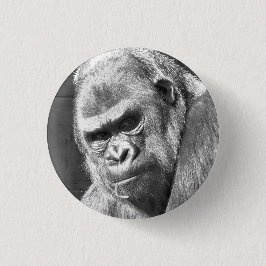 FUNNY GORILLA RONDE BUTTON 3,2 CM (Voorkant)