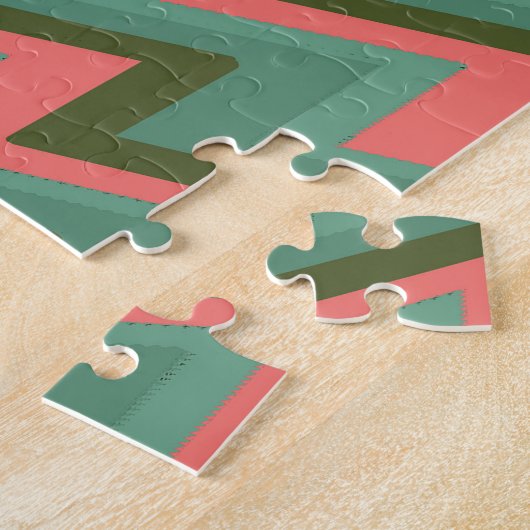 Funny Gorilla Rose Vert Chevron Puzzle (Côté)