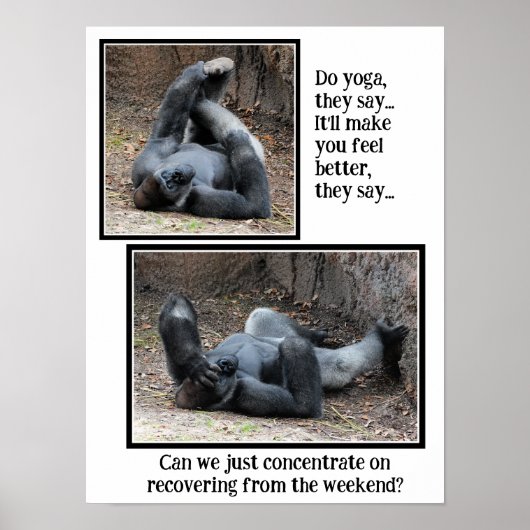 Funny Gorilla, te veel Poster van Weekend Party (Voorkant)