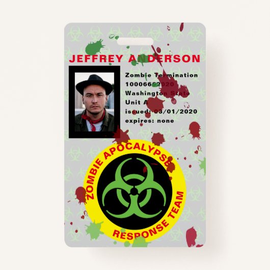 Funny Gory Zombie Apocalypse Response Team ID Badge (Voorkant)