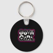 Funny Goth Girl Black And White Sleutelhanger (Voorkant)