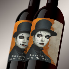 Funny Gothic Halloween Drinks to Die For Wijn Etiket