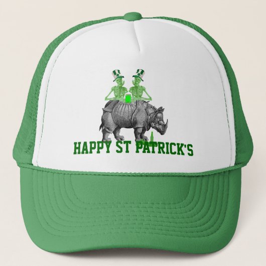 Funny gothic skeletons Irish St Patrick's day Trucker Pet (Voorkant)