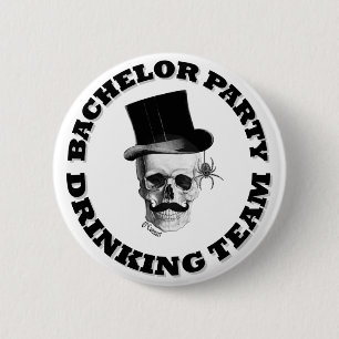 Funny gothic skull Bachelor party drink team Ronde Button 5,7 Cm