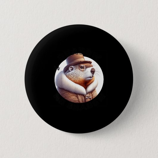Funny Goundhog Graphic  Ronde Button 5,7 Cm (Voorkant)