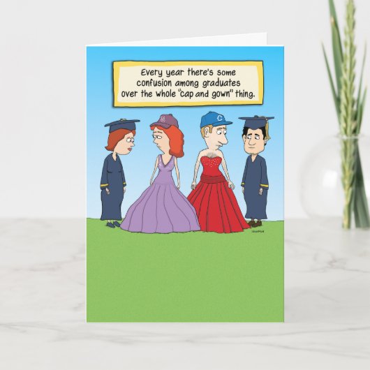 Funny Graduation Cap and Gown card Kaart (Voorkant)