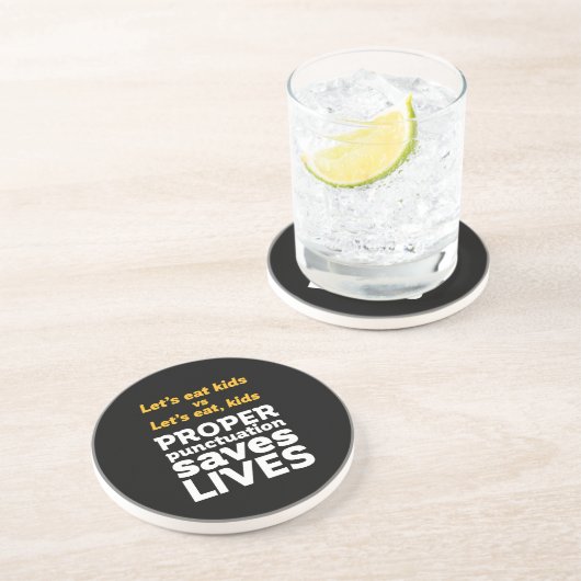 Funny Grammar Let's Eat Punctuation Save Lives Zandsteen Onderzetter (Zijkant)