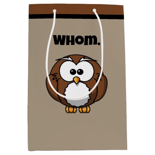 Funny Grammar Owl Cartoon for Writers & Word Nerds Medium Cadeauzakje (Voorkant)