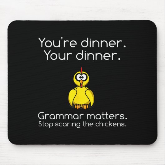 Funny Grammar - Stop Ing The Chickens Shirts  Muismat (Voorkant)
