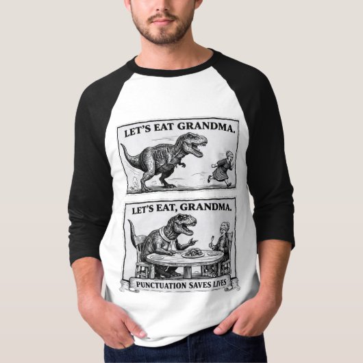 Funny Grammar T-Shirt – “Let’s Eat, Grandma” (Devant)