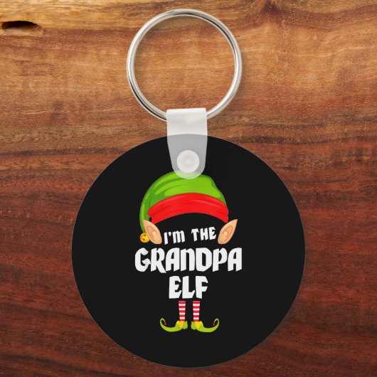 Funny Grandpa Elf Matching Family Group Pj Christm Sleutelhanger (Voorkant)