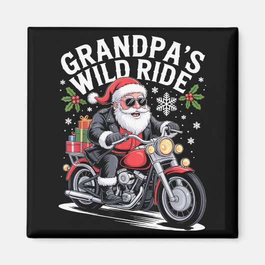 Funny Grandpa's Biker Ride Christmas Motorcycle Sa Magneet (Voorkant)