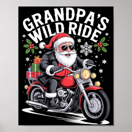 Funny Grandpa's Biker Ride Christmas Motorcycle Sa Poster (Voorkant)