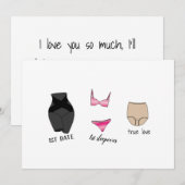 Funny Granny Panties Valentines Carte Jour Plat (Devant / Derrière)