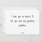 Funny Granny Panties Valentines Carte Jour Plat (Dos)