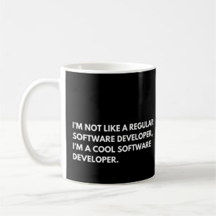 Funny grapheus van softwareontwikkelaar zeggen koffiemok