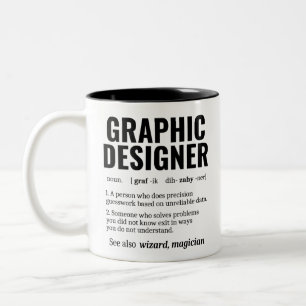 Funny Graphic Designer Dictionary Definition, Gift Tweekleurige Koffiemok