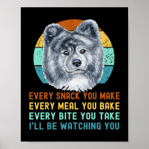 Funny Gray Akita Inu of Kuma Inu Dog Elke Snack y Poster