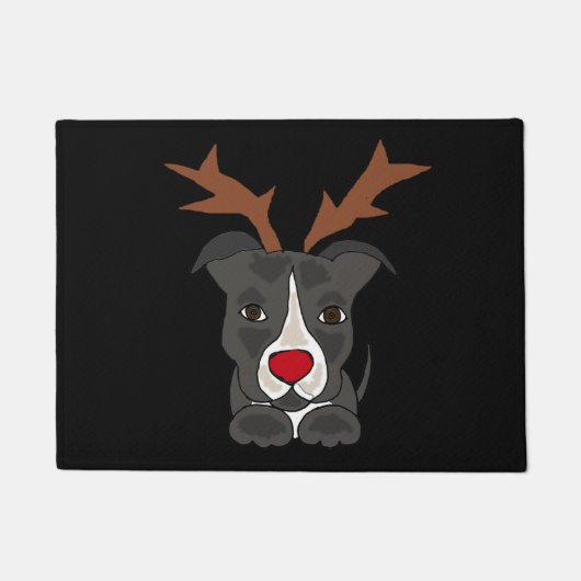 Funny Gray Pitbull Dog als kerstrenrenrender Deurmat (Voorkant)