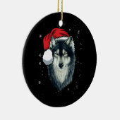 Funny Gray Wolf Kerstkerstkerstkerstkerstkerstkleu Keramisch Ornament (Rechts)