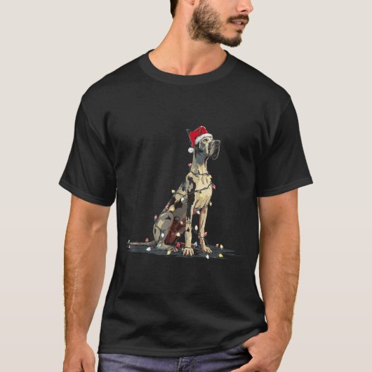 Funny Great Dane Christmas Graphics Dog Lights Lov T-shirt (Voorkant)