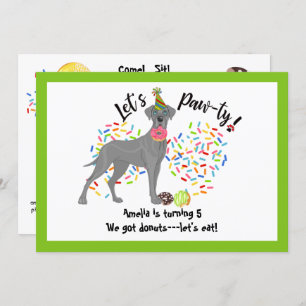 Funny Great Dane Pet Dog Donuts Birthday Party Kaart