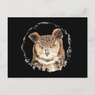 Funny Great Horned Owl die naar jou kijkt Briefkaart