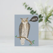 Funny Great Horned Owl WHOM Grammar Briefkaart (Staand voorkant)