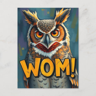 Funny Great Horned Owl WHOM Grammar Briefkaart