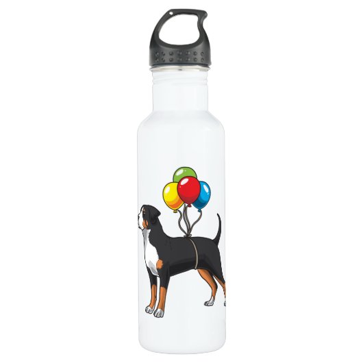 Funny Greater Swiss Mountain Dog with Balloons Waterfles (Voorkant)