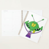 Funny Green Alien Making Silly Face Planner (Display)