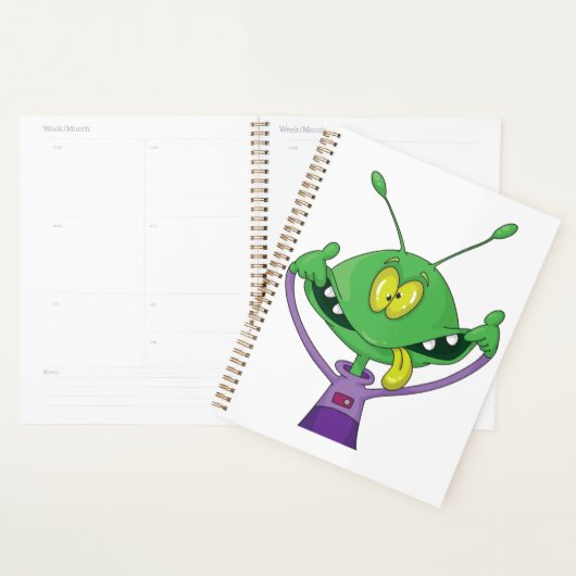 Funny Green Alien Making Silly Face Planner (Display)