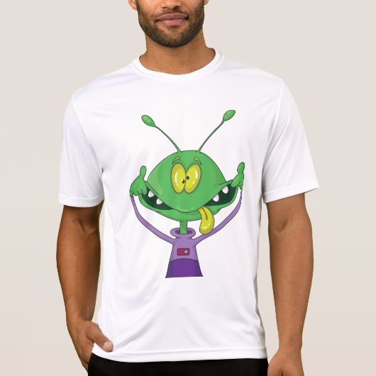 Funny Green Alien Making Silly Face T-shirt (Voorkant)