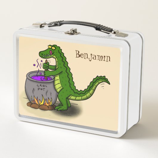 Funny green alligator kook cartoon (Voorkant)