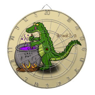 Funny green alligator kook cartoon dartbord