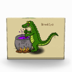 Funny green alligator kook cartoon fotoblokken