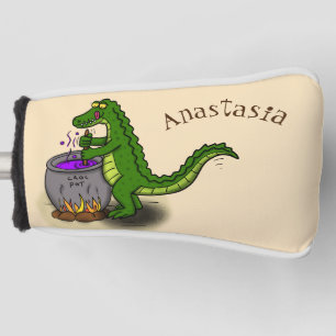 Funny green alligator kook cartoon golfheadcover