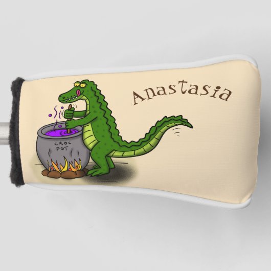 Funny green alligator kook cartoon golfheadcover (Voorkant)